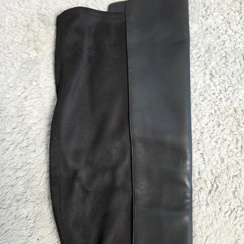 NEW Alfani Step Flex Black Leather Suede Over The Knee Boots Stretch Calf‎ 5.5M